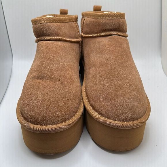 CUSHIONAIRE Women's Genuine Suede pull on platform boot +Memory Foam 9 CHESTNUT - Picture 2 of 7